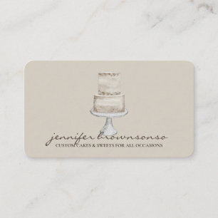 Tarjeta De Visita Torta Decorar Pastelería Simple beige