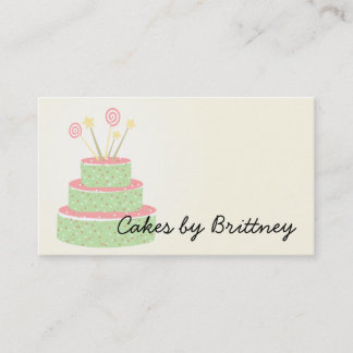 Tarjeta De Visita Torta del confeti • Torta de cumpleaños verde