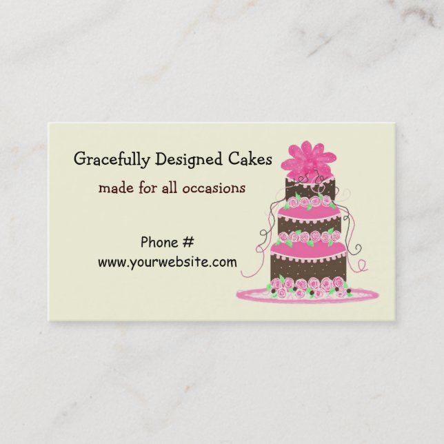 Tarjeta De Visita Torta elegante de rosa y chocolate (Anverso)