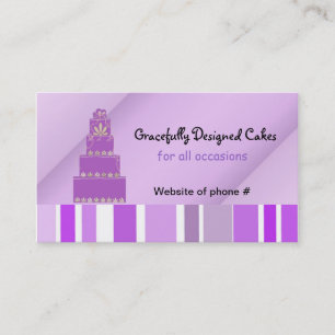 Tarjeta De Visita Torta Morada y Rayas