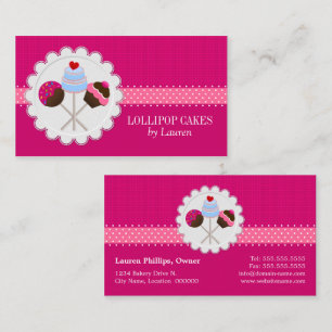 Tarjeta De Visita Torta Pops Rosadas Caprichosas