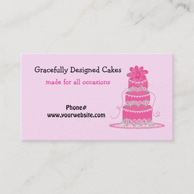 Tarjeta De Visita Torta Rosa Elegante (Anverso)