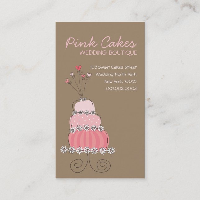 Tarjeta De Visita Torta rosada dulce caprichosa de la diversión del (Anverso)