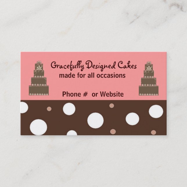 Tarjeta De Visita Tortas de diseñador rosa y chocolate (Anverso)