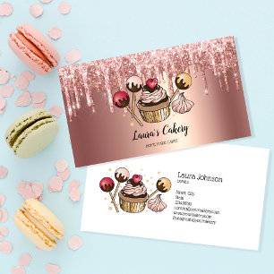 Tarjeta De Visita Tortas & Dulces Cupcake Panadería Casera Goteando