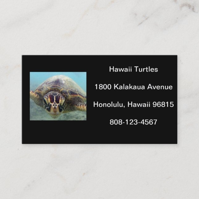 Tarjeta De Visita Tortuga de Hawaii (Anverso)