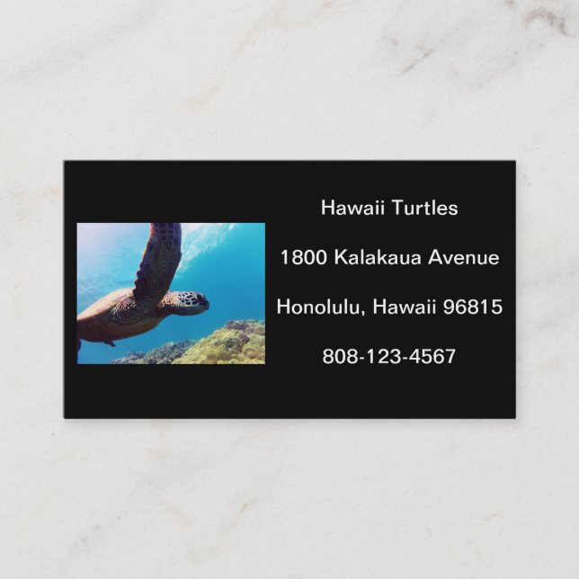 Tarjeta De Visita Tortuga de Hawaii (Anverso)