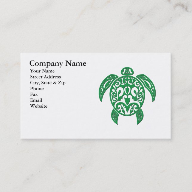 Tarjeta De Visita Tortuga de mar polinesia verde (Anverso)