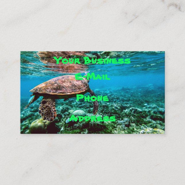 Tarjeta De Visita Tortuga de mar tropical submarina (Anverso)