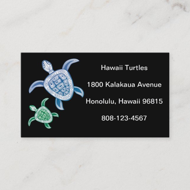 Tarjeta De Visita Tortuga de mar verde de Hawaii (Anverso)