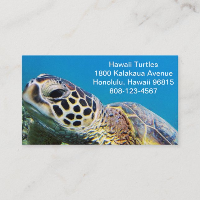 Tarjeta De Visita Tortuga de mar verde de Hawaii (Anverso)