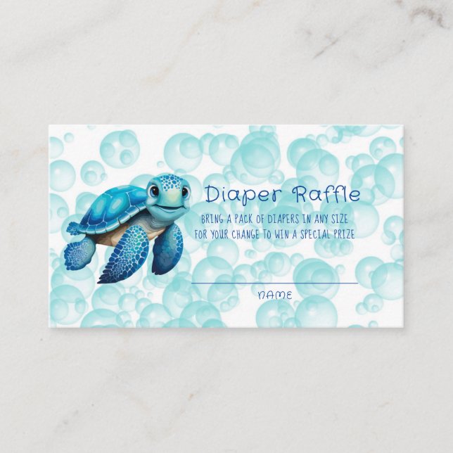 Tarjeta De Visita Tortuga marina burbuja algas marinas niño Diaper R (Anverso)