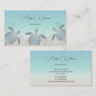 Tarjeta De Visita Tortuga marina plateada | Q costera