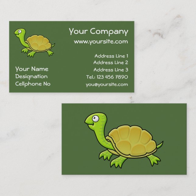Tarjeta De Visita Tortuga personalizado (Anverso / Reverso)