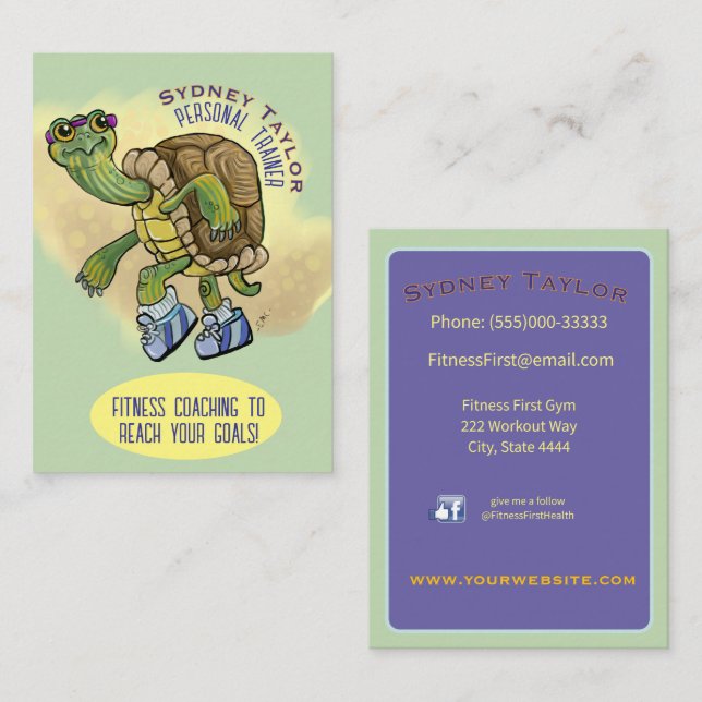 Tarjeta De Visita Tortuga Pintada Corriendo (Anverso / Reverso)