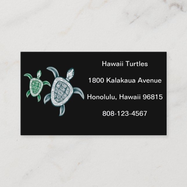 Tarjeta De Visita Tortuga verde hawaiana (Anverso)