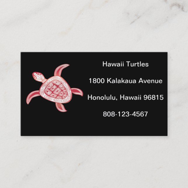 Tarjeta De Visita Tortuga verde hawaiana (Anverso)