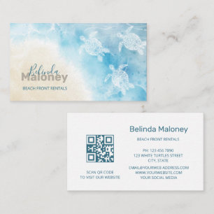 Tarjeta De Visita Tortugas blancas estilo playa escanear código QR