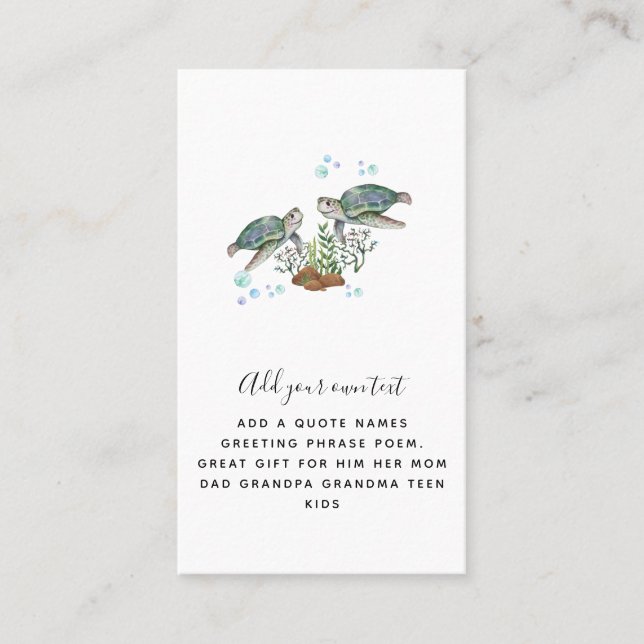 Tarjeta De Visita TORTUGAS DE MAR personalizadas (Anverso)
