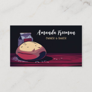 Tarjeta De Visita Tos Rústica Oscura y Flour Baker