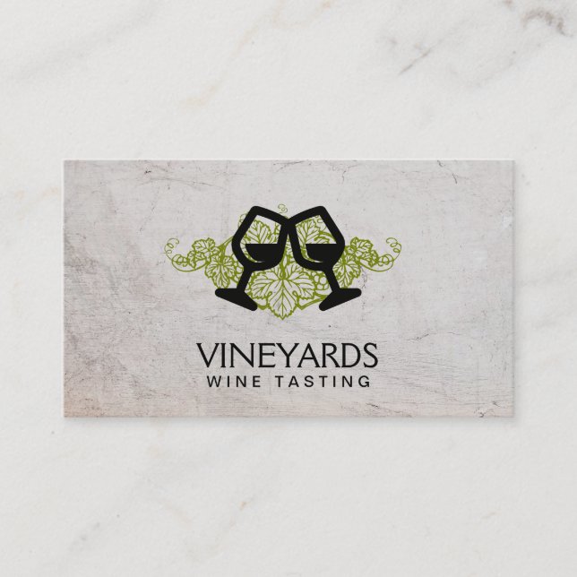 Tarjeta De Visita Tostada de Vidrio | Uvas y vino (Anverso)