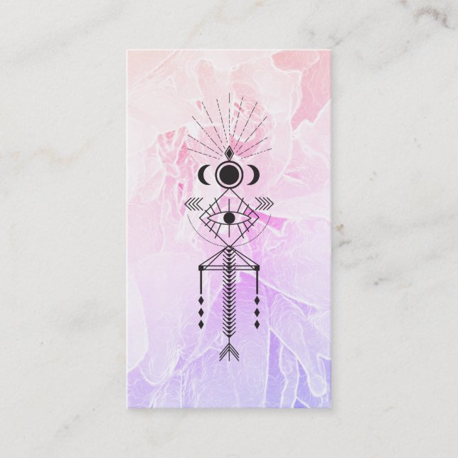 Tarjeta De Visita *~* Totem Eye Moon Floral Astrología Reiki Yoga (Anverso)