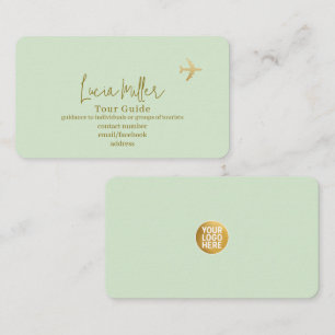 Tarjeta De Visita Tour y viaje elegante verde pálido