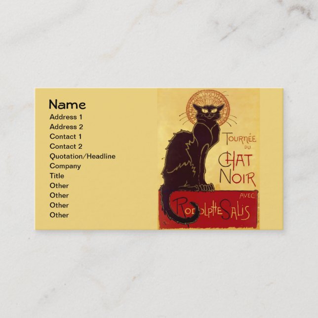 Tarjeta De Visita Tournée du Chat Noir, Theophile Steinlen (Anverso)