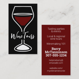 Tarjeta De Visita Tours de vino degustación de barman wining