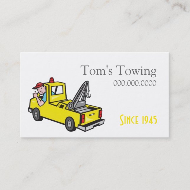 Tarjeta De Visita Tow Truck Towing Business Card Road Service (Anverso)