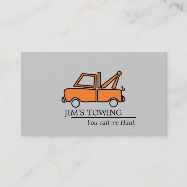 Tarjeta De Visita Tow Truck Towing Road Service (Anverso)