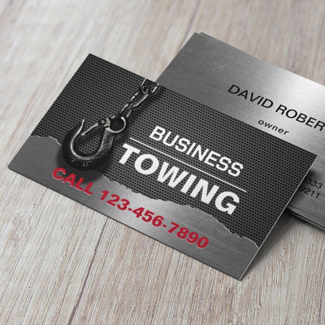 Tarjeta De Visita Towing Company Metalizado Professional Tow Hook (Subido por el creador)
