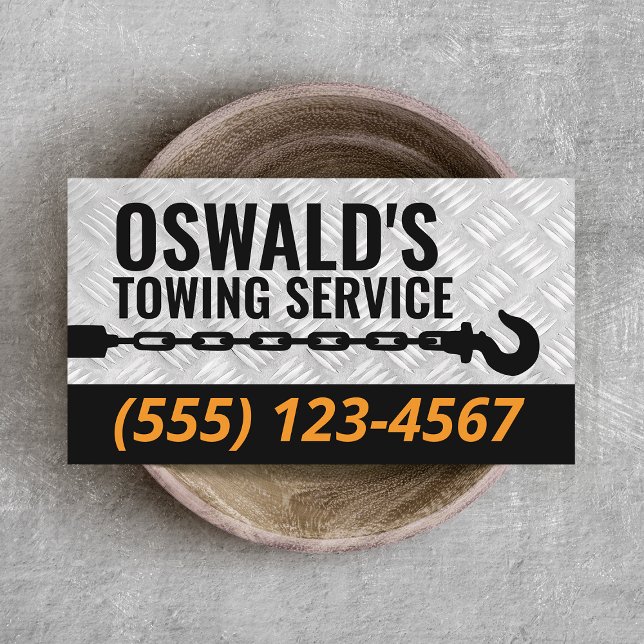Tarjeta De Visita Towing Company Metalizado Professional Tow Hook (Subido por el creador)