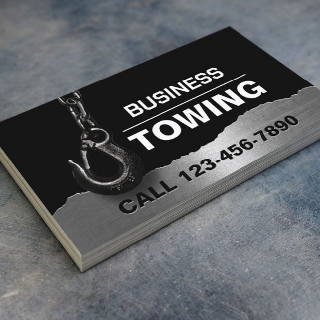Tarjeta De Visita Towing Company Profesional Black Metalizado Tow Ho (Subido por el creador)