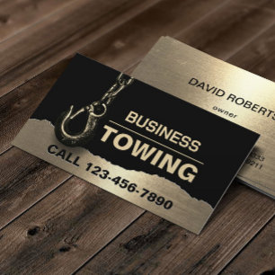 Tarjeta De Visita Towing Company Professional Black & Gold Tow Hook