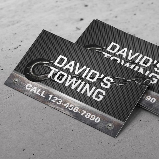 Tarjeta De Visita Towing Service Metalizado Tow Hook Profesional (Subido por el creador)
