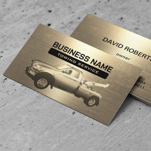 Tarjeta De Visita Towing Service Modern Gold Tow Truck Profesional (Subido por el creador)