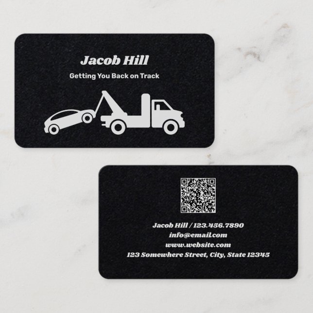 Tarjeta De Visita Towing Tow Rescue QR (Anverso / Reverso)