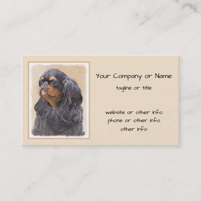 Tarjeta De Visita Toy English Spaniel Pintura Original Arte Animal (Anverso)
