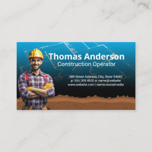 Tarjeta De Visita Trabajador de color azul   Impresiones azules de c