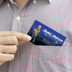 Tarjeta De Visita Trabajador de construcción   Blueprints