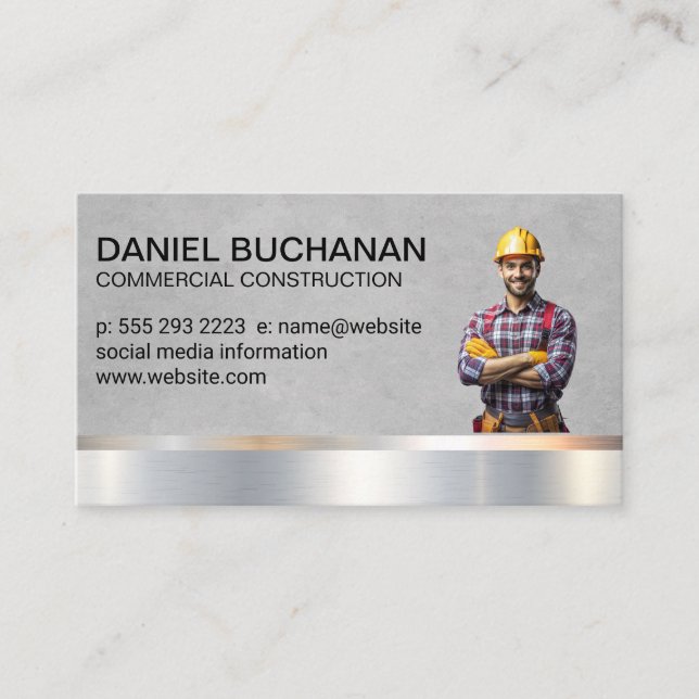 Tarjeta De Visita Trabajador de construcción | Collar azul (Anverso)