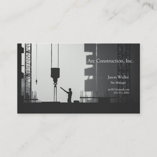 Tarjeta De Visita Trabajador de construcción con grúa (Anverso)