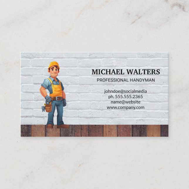 Tarjeta De Visita Trabajador de construcción de carpintero | Bricks  (Anverso)