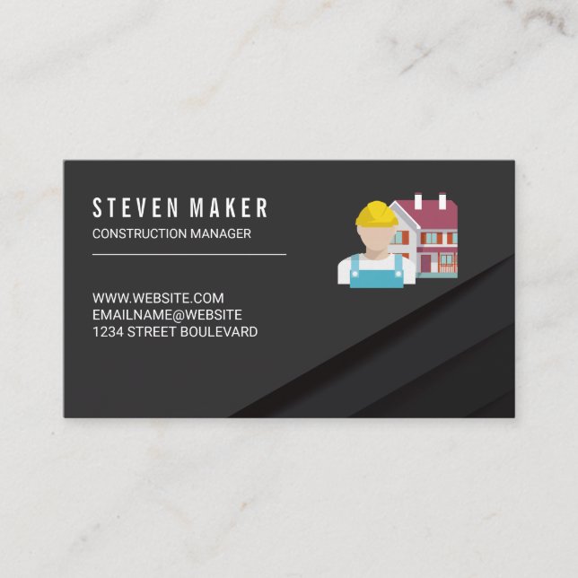 Tarjeta De Visita Trabajador de construcción | Generador (Anverso)