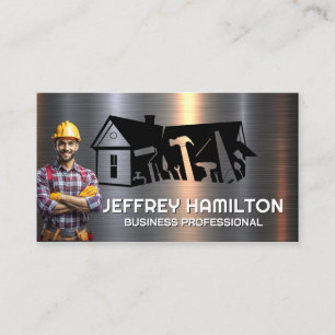 Tarjeta De Visita Trabajador de construcción   Metal   Herramientas 