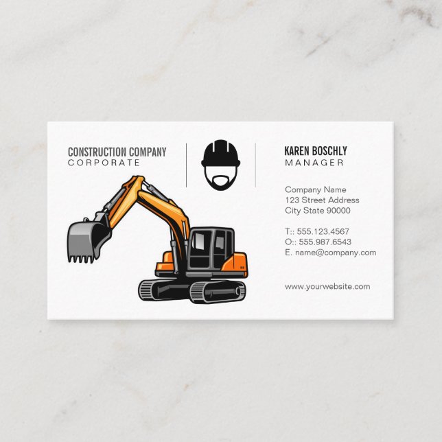 Tarjeta De Visita Trabajador de construcción | Mover de la Tierra (Anverso)