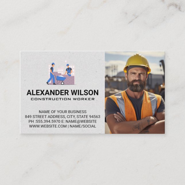 Tarjeta De Visita Trabajador de la Construcción | Constructores de V (Anverso)