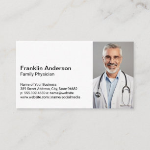 Tarjeta De Visita Trabajador de la salud   Médico sonriendo