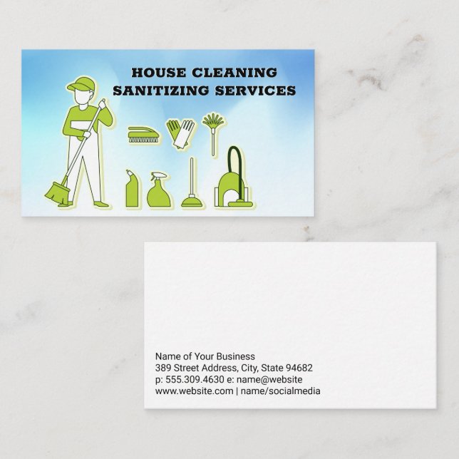 Tarjeta De Visita Trabajador de limpieza y equipo de anitización (Anverso / Reverso)